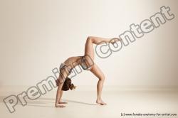 Swimsuit Gymnastic poses Woman White Moving poses Slim long brown Dynamic poses Academic